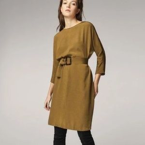 massimo dutti olive gold/green Long sleeve dress